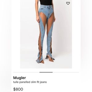 Mugler Spiral Jeans NWT